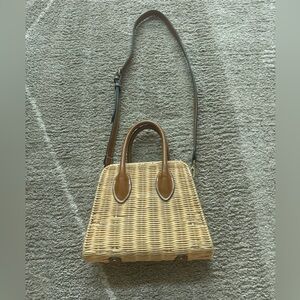 Zara Rigid Crossbody Rattan Box Top Handle Shoulder Basket Bag Woman